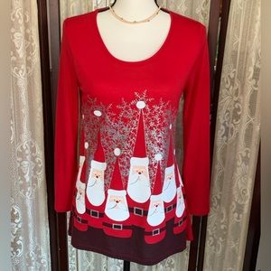 MAC & BELLE L/S RED SANTA SHIRT - SZ SMALL